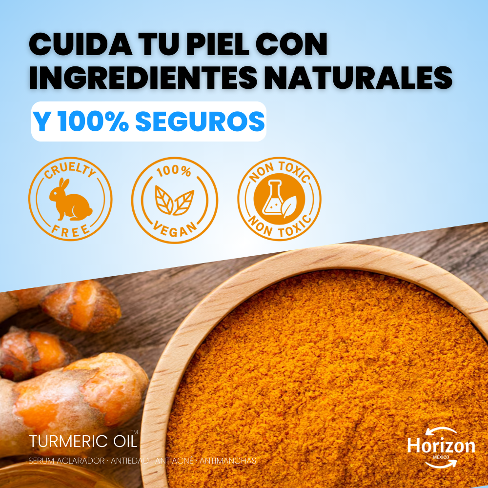 Cúrcuma y Vitamina C | Serum elimina IMPERFECCIONES - TURMERIC OIL™ (1 + 1 GRATIS)