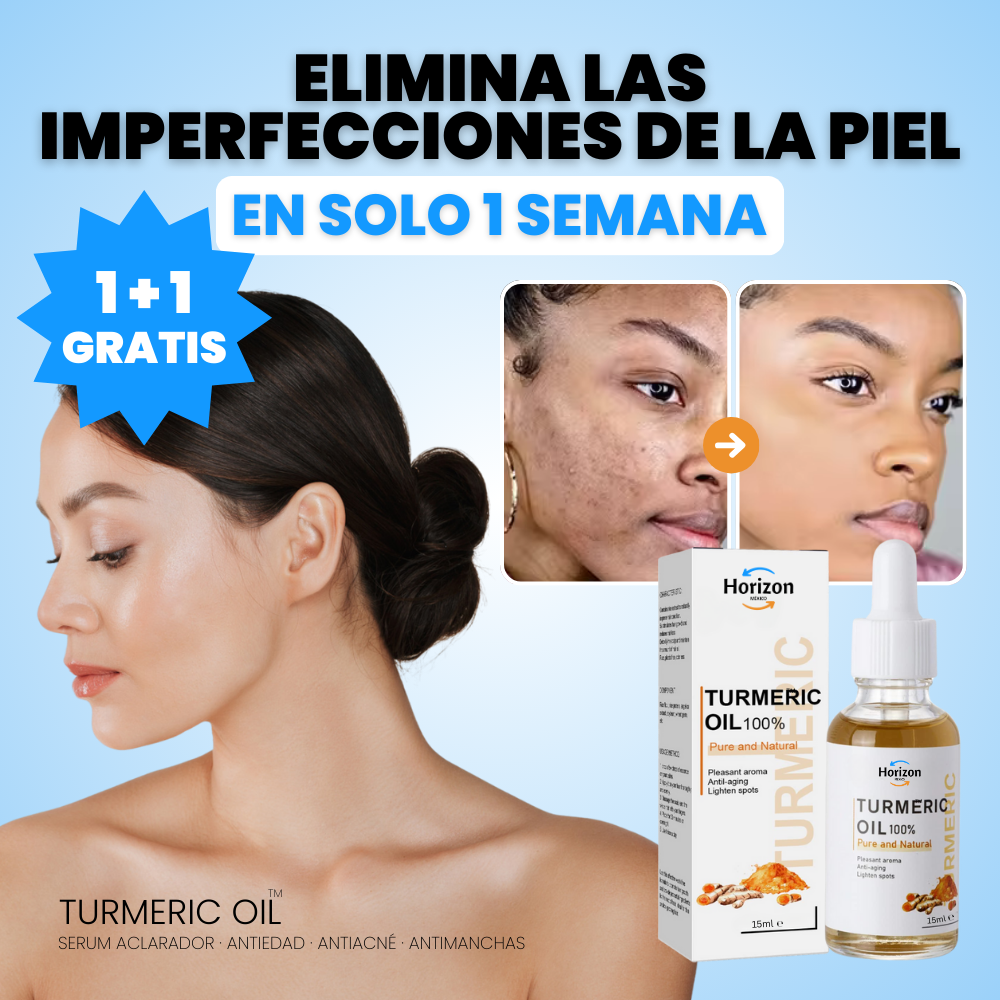 Cúrcuma y Vitamina C | Serum elimina IMPERFECCIONES - TURMERIC OIL™ (1 + 1 GRATIS)